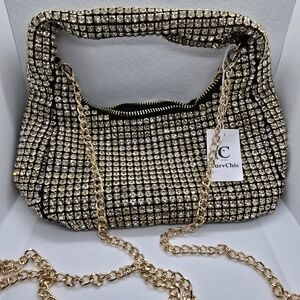 Gold Rhinestone Purses Sparkly Clutch Evening Bag Handbag Prom Shoulder Bag